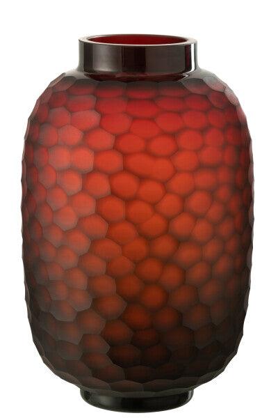 אגרטל זכוכית עם מלוטש צבע אדום - The Collection by Aviel Waizman