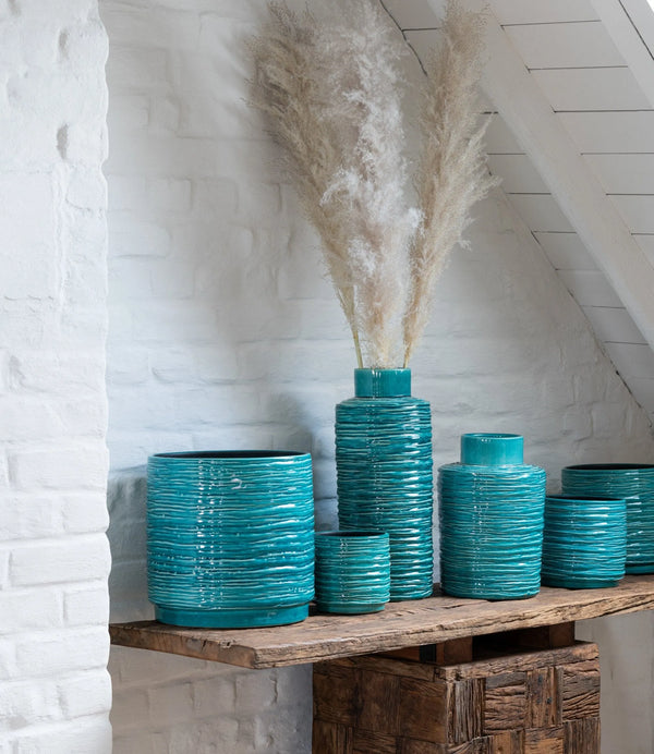 בית עציץ קרמיקה בצבע טורקיז - The Collection by Aviel Waizman