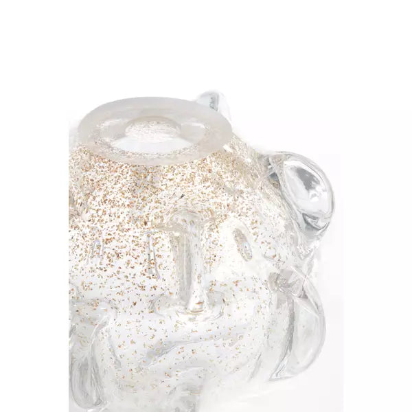 אגרטל שקוף סינארי עבה עם נקודות זהב