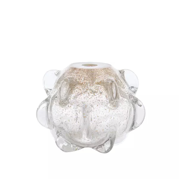 אגרטל שקוף סינארי עבה עם נקודות זהב