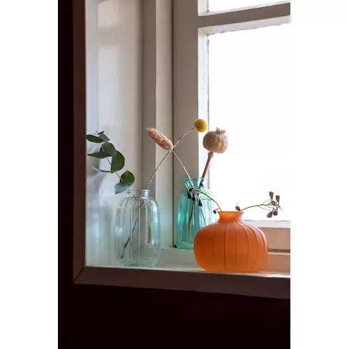 בקבוק זכוכית פסים טורקיז עם פיה