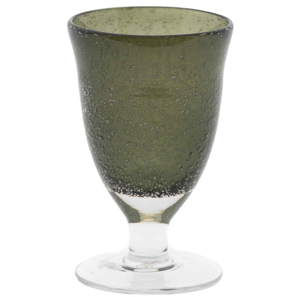 כוס יין על רגל/כוס מים זכוכית בועות אפורה - The Collection by Aviel Waizman