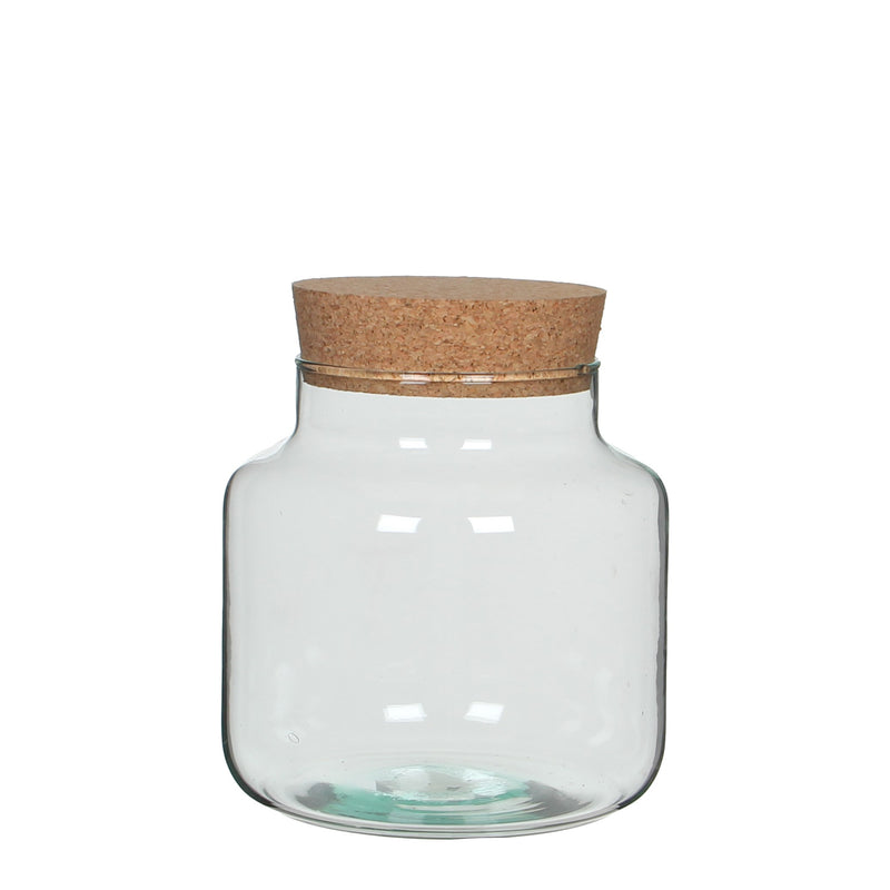 אגרטל חבית מזכוכית ממוחזרת עם פקק שעם לטרריום