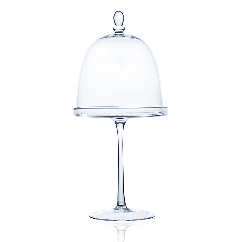כלי מכסה פעמון זכוכית על בסיס עם רגל זכוכית 37 סמ גובה 50 ס"מ - Decor 2 Home