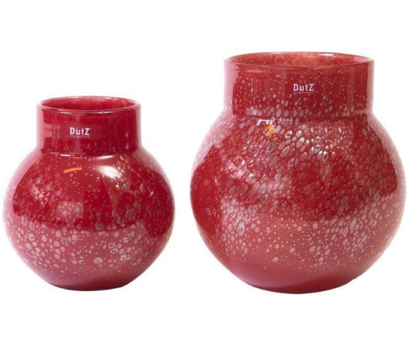 אגרטל כדור זכוכית לפרחים ניפוח חופשי עבה מאוד אדום בועות - The Collection by Aviel Waizman