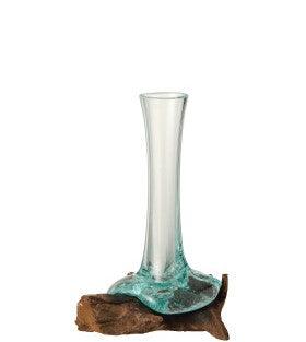 כלי זכוכית צר על גזע עץ - The Collection by Aviel Waizman