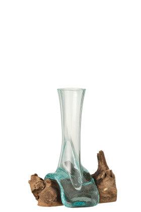 כלי זכוכית צר על גזע עץ - The Collection by Aviel Waizman