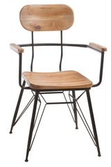 כיסא עץ עם ידיות עץ רגלי מתכת שחורים 58/51/90