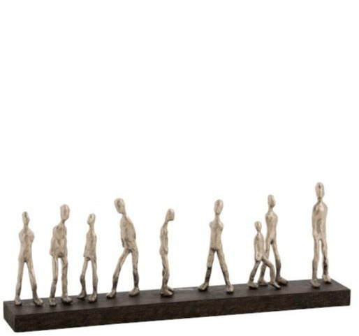wood strip with 10 figures 65 cm silver 