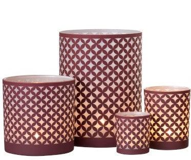 זוג כלים לנרות הדפס קוביות אדום לבן בשני גווני צבע. מבריק ומט מחיר לזוג - The Collection by Aviel Waizman