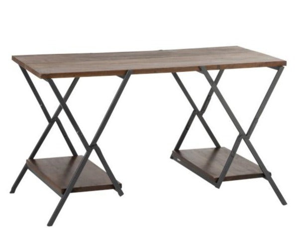 שולחן עבודה מעץ ומתכת