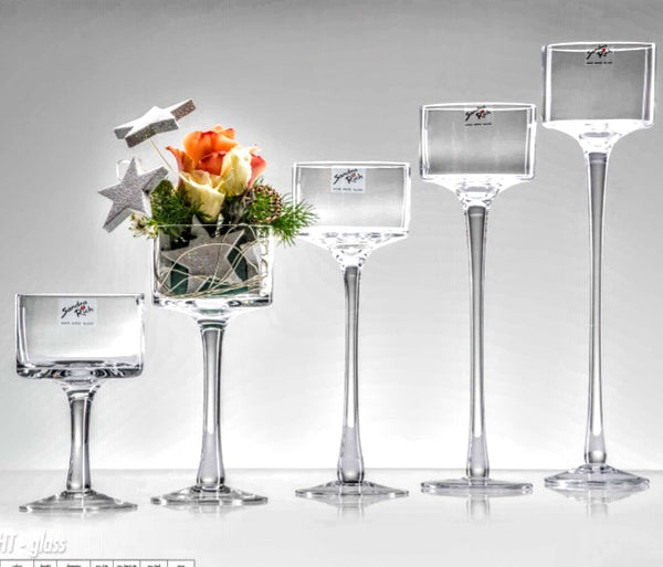 גביע צילינדר על רגל15 סמ 25 סמ 30 סמ 35 סמ שקוף לנר ולסידור פרחים במרכז שולחן לנרות - Decor 2 Home